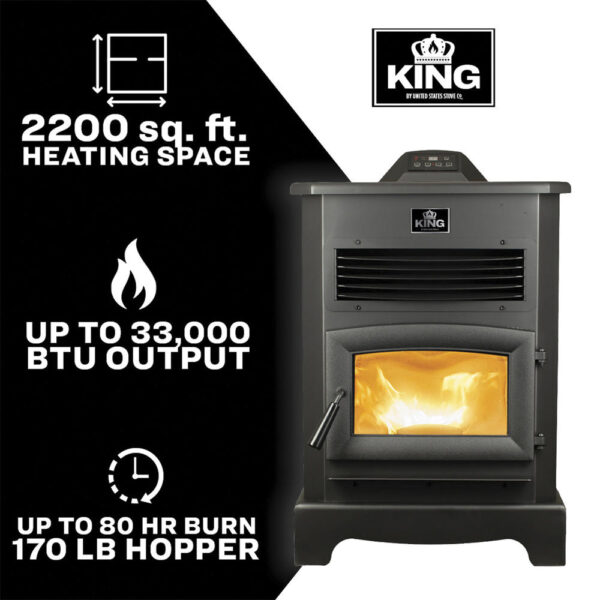 King Wi-Fi Pellet Stove with 170 lb. Hopper (2,200 sq.ft.) - Image 2