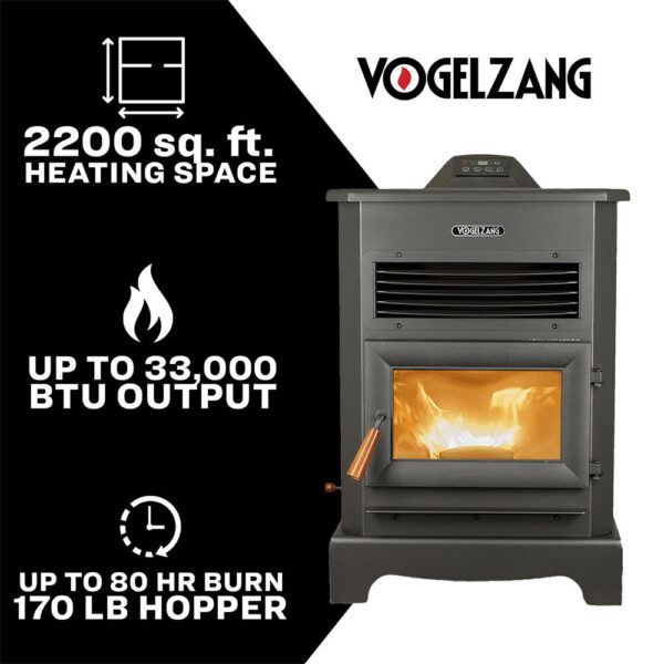 Vogelzang® Pellet Stove with 170 lb. Hopper (2,200 sq.ft.) - Image 2